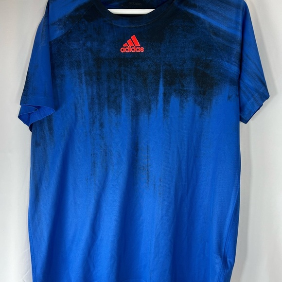 Adidas Climalite Men's Blue and Black Gradient Athletic Tee - made in Portugal - Picture 1 of 8